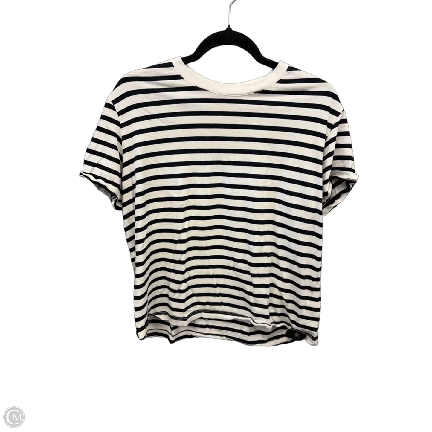 Top Short Sleeve By H&m In Striped Pattern, Size: L
