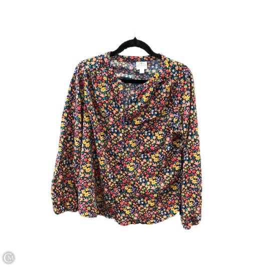 Top Long Sleeve By St Johns Bay In Floral Print, Size: L