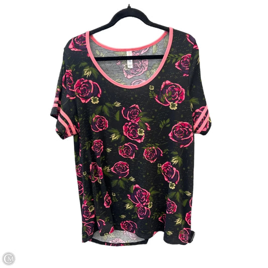 Top Short Sleeve By Lularoe In Floral Print, Size: 2x