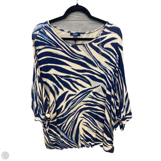 Top Long Sleeve By Chaps In Blue & Cream, Size: 2x