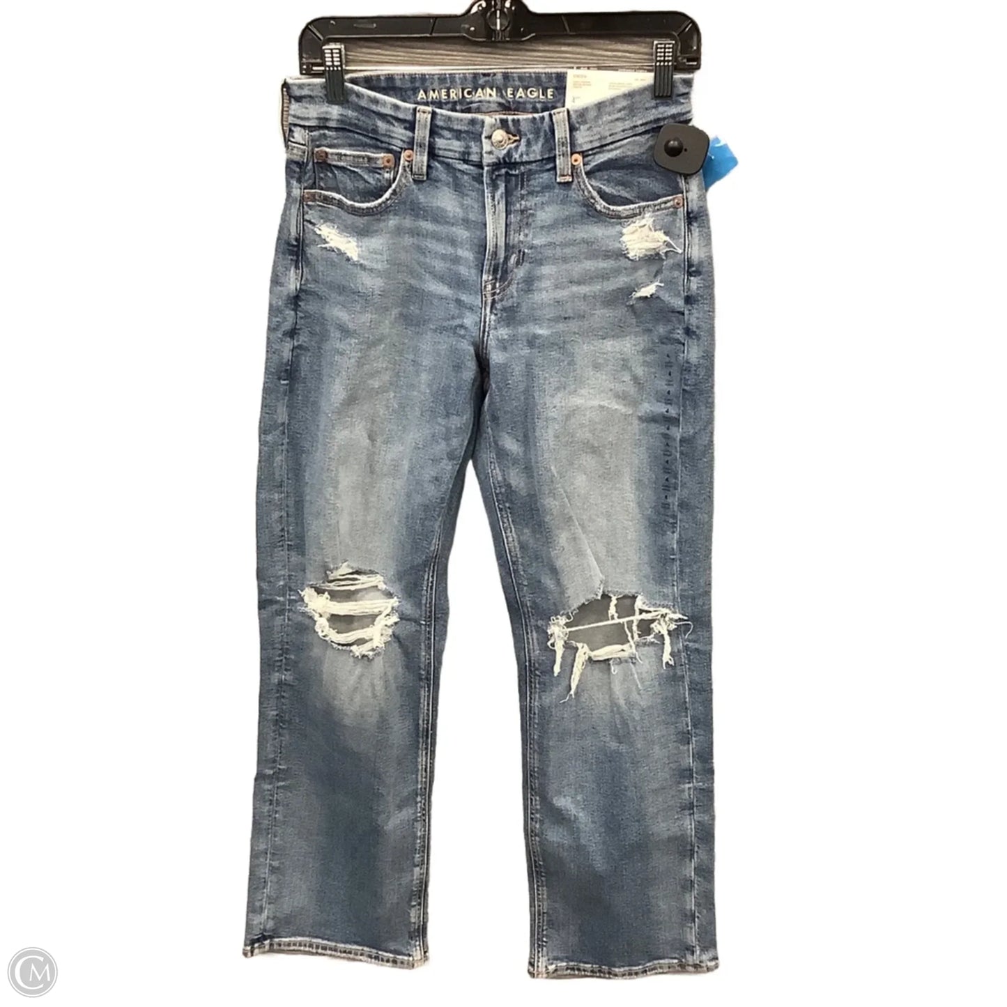 Jeans Straight By American Eagle In Blue Denim, Size: 4