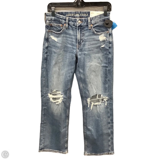 Jeans Straight By American Eagle In Blue Denim, Size: 4