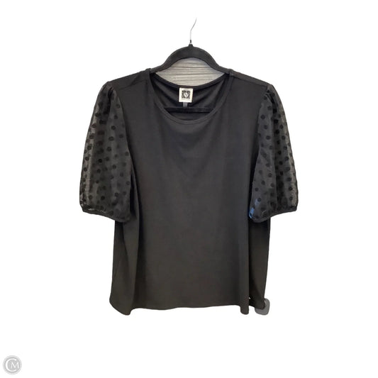 Top Short Sleeve By Anne Klein In Black, Size: L
