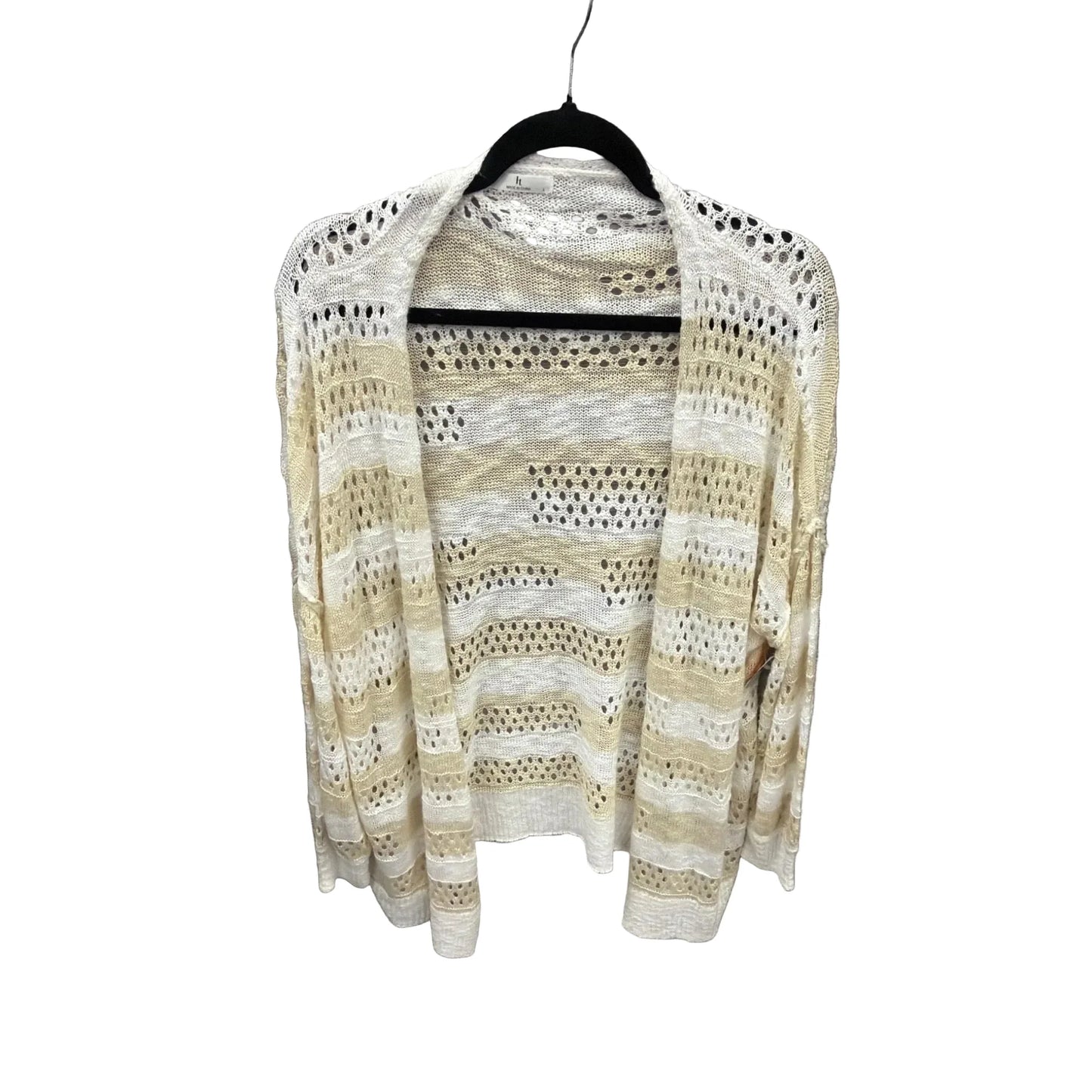 Cardigan By Clothes Mentor In White & Yellow, Size: L