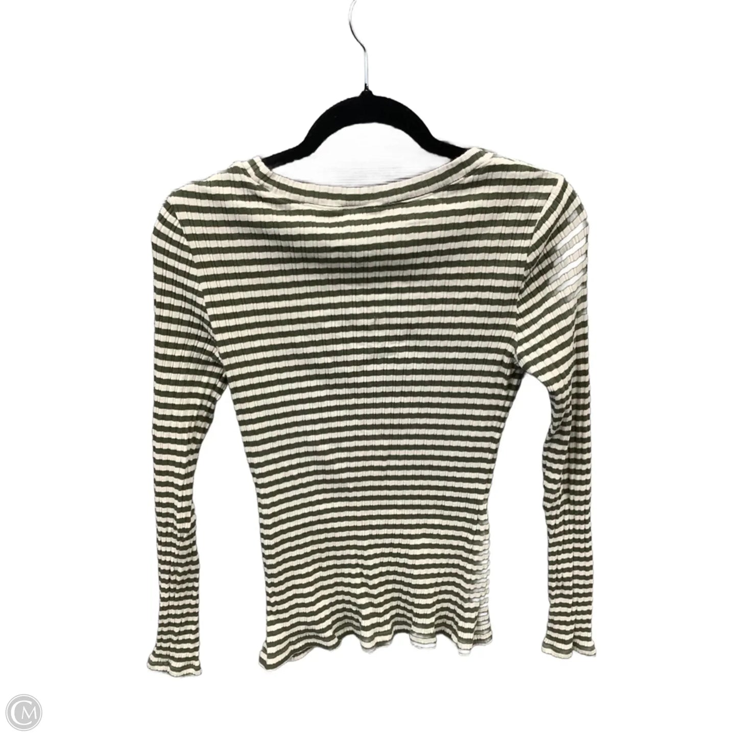 Top Long Sleeve By Falls Creek In Green & White, Size: M