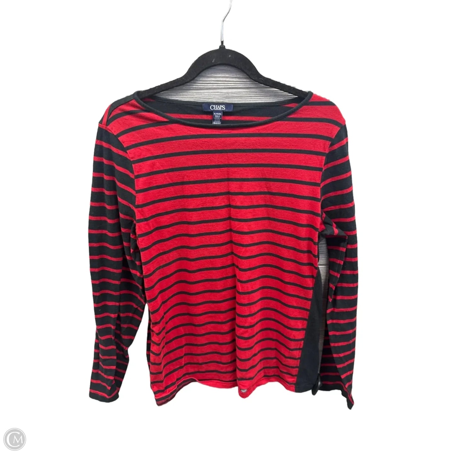 Top Long Sleeve By Chaps In Black & Red, Size: Xl