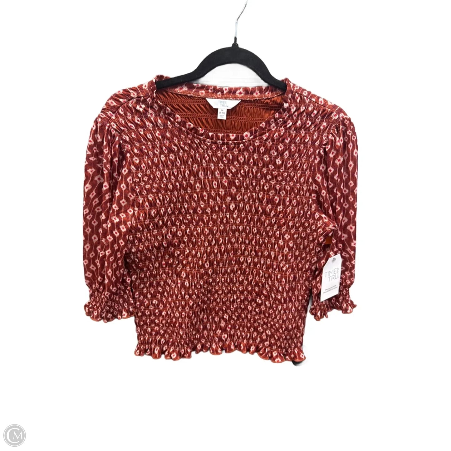 Top Long Sleeve By Time And Tru In Orange, Size: M