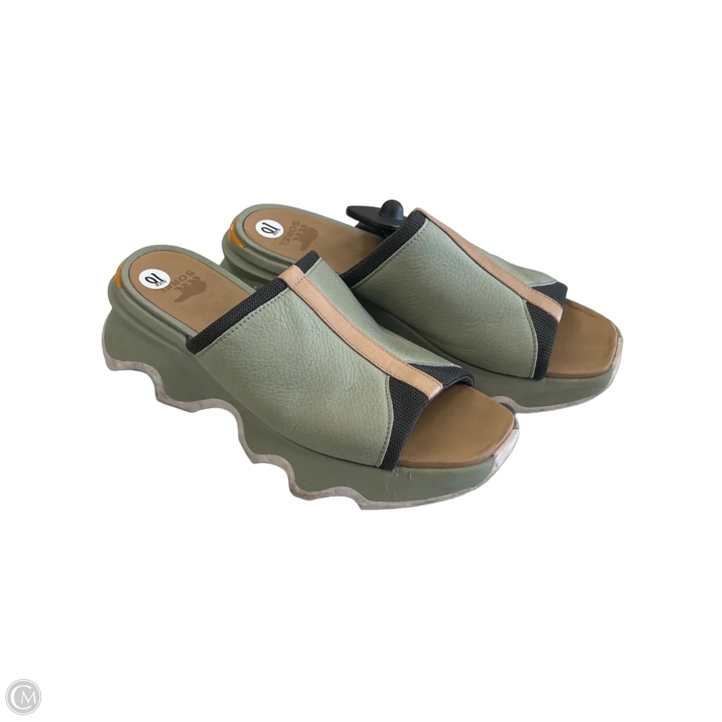 Sandals Heels Block By Sorel In Green, Size: 10