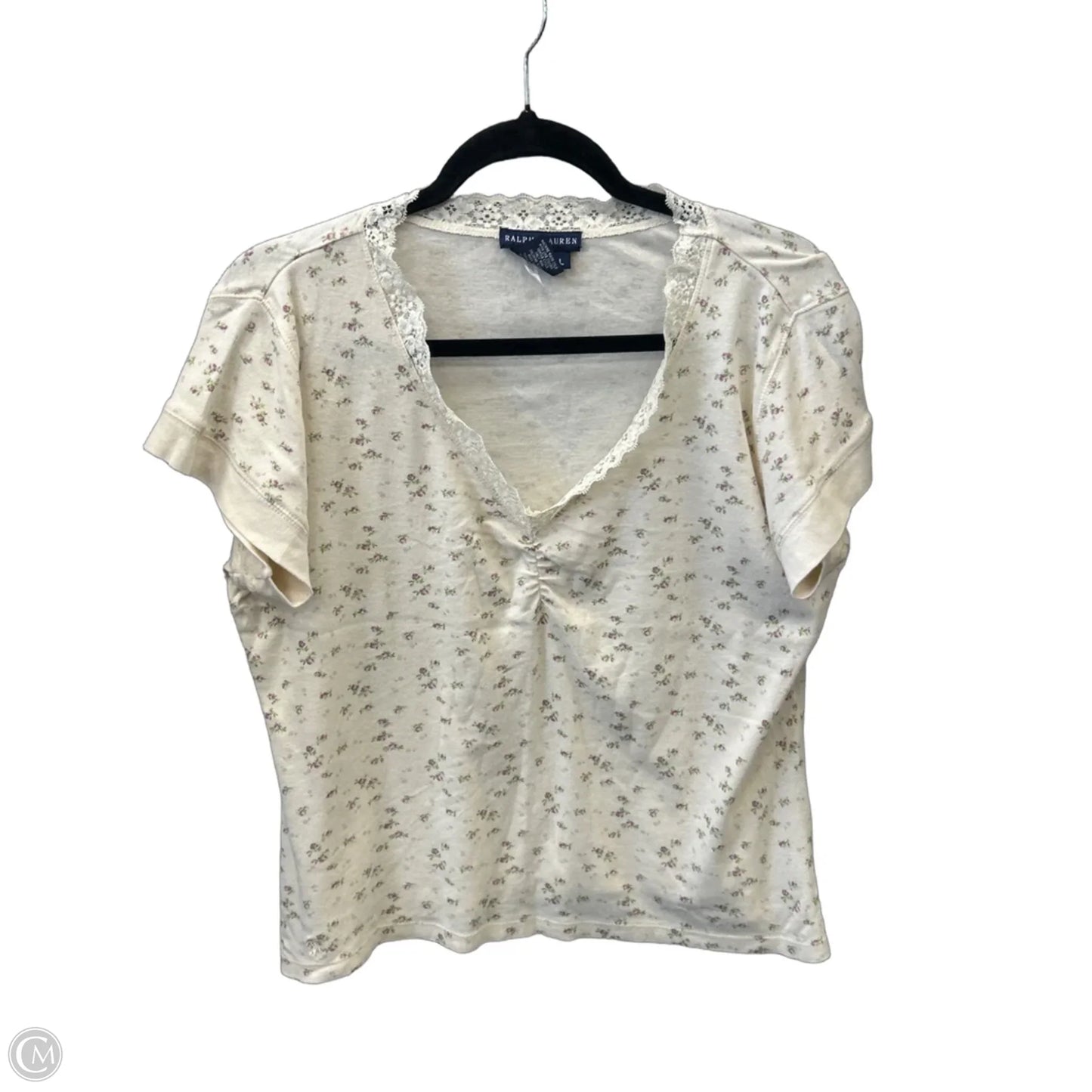 Top Short Sleeve By Ralph Lauren In Floral Print, Size: L
