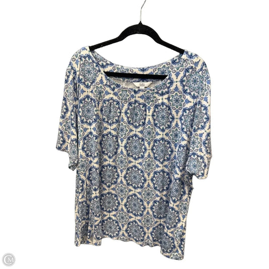 Top Short Sleeve By Croft And Barrow In Blue & White, Size: 3x