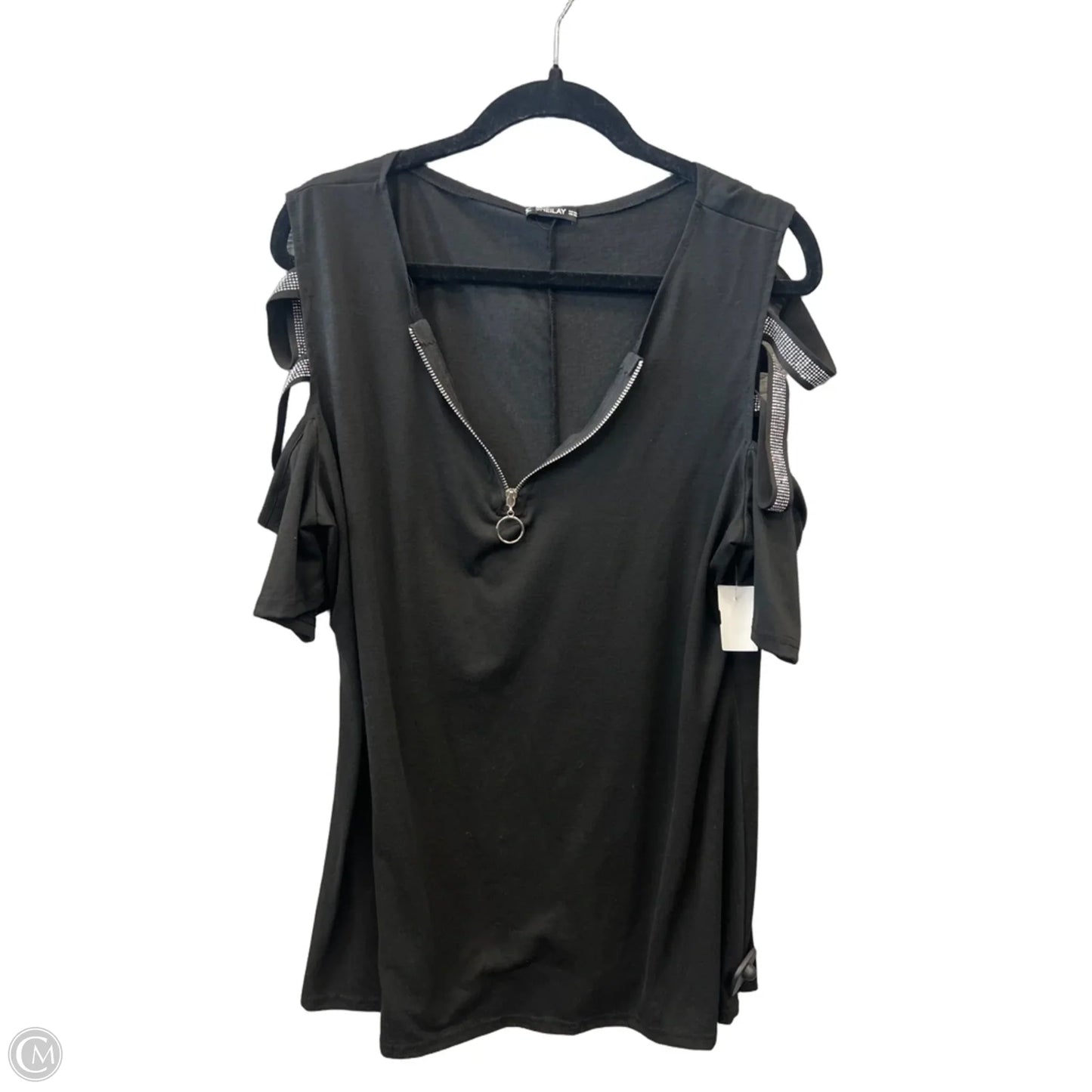Top Short Sleeve By Sheilay In Black, Size: 3x