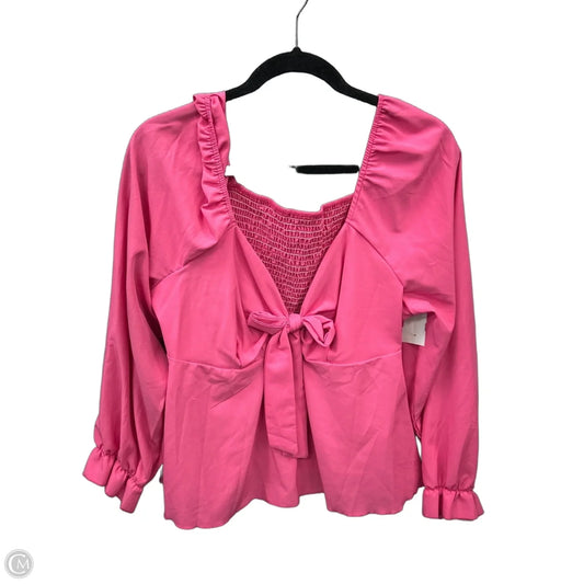 Top Long Sleeve By Shein In Pink, Size: 1x