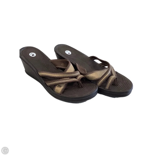 Sandals Heels Wedge By Skechers In Brown, Size: 9