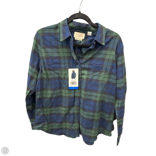 Top Long Sleeve By Weatherproof In Plaid Pattern, Size: L