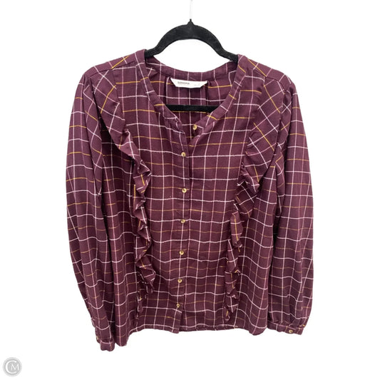 Top Long Sleeve By Sonoma In Maroon, Size: L