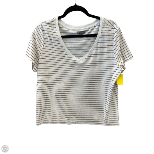 Top Short Sleeve By Falls Creek In Brown & White, Size: L