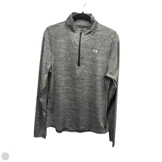 Athletic Top Long Sleeve Collar By Under Armour In Grey, Size: L