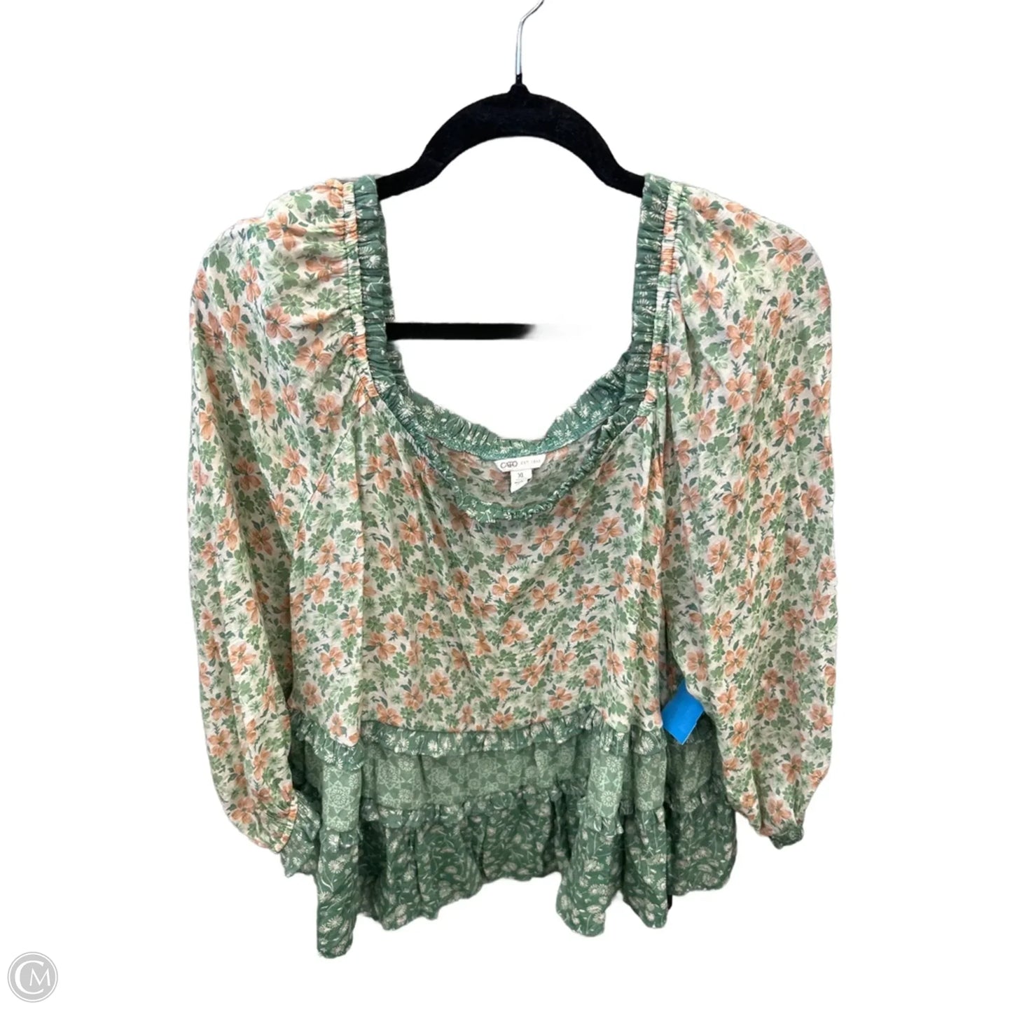 Top Long Sleeve By Cato In Green, Size: Xl