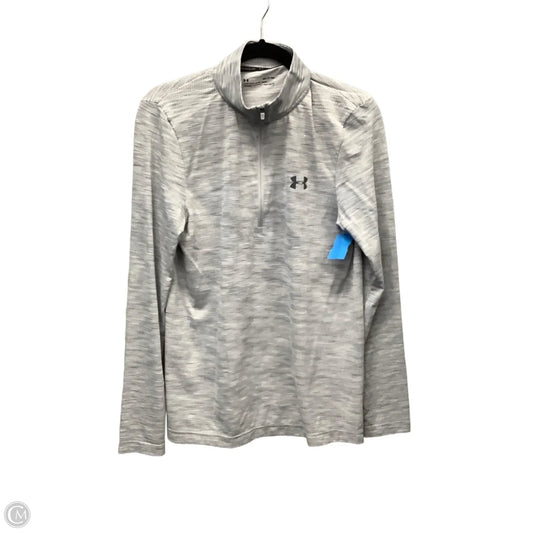 Athletic Top Long Sleeve Collar By Under Armour In Grey, Size: S