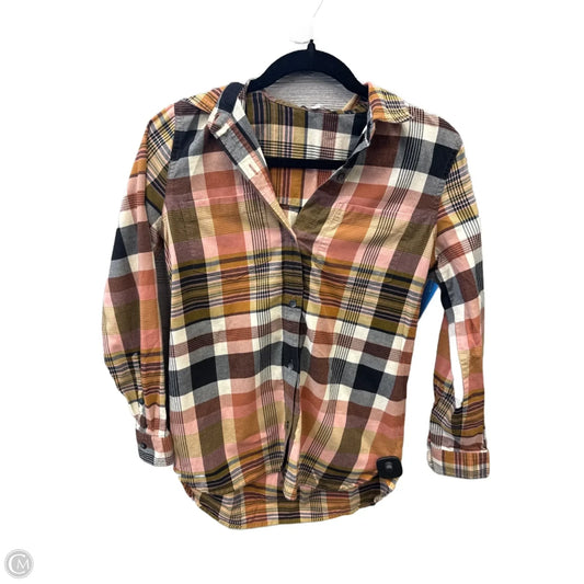 Top Long Sleeve By Madewell In Plaid Pattern, Size: Xs