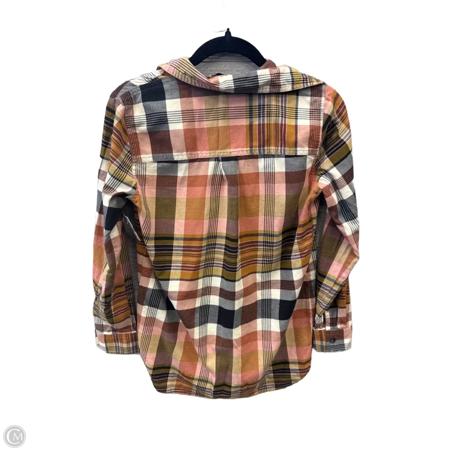 Top Long Sleeve By Madewell In Plaid Pattern, Size: Xs