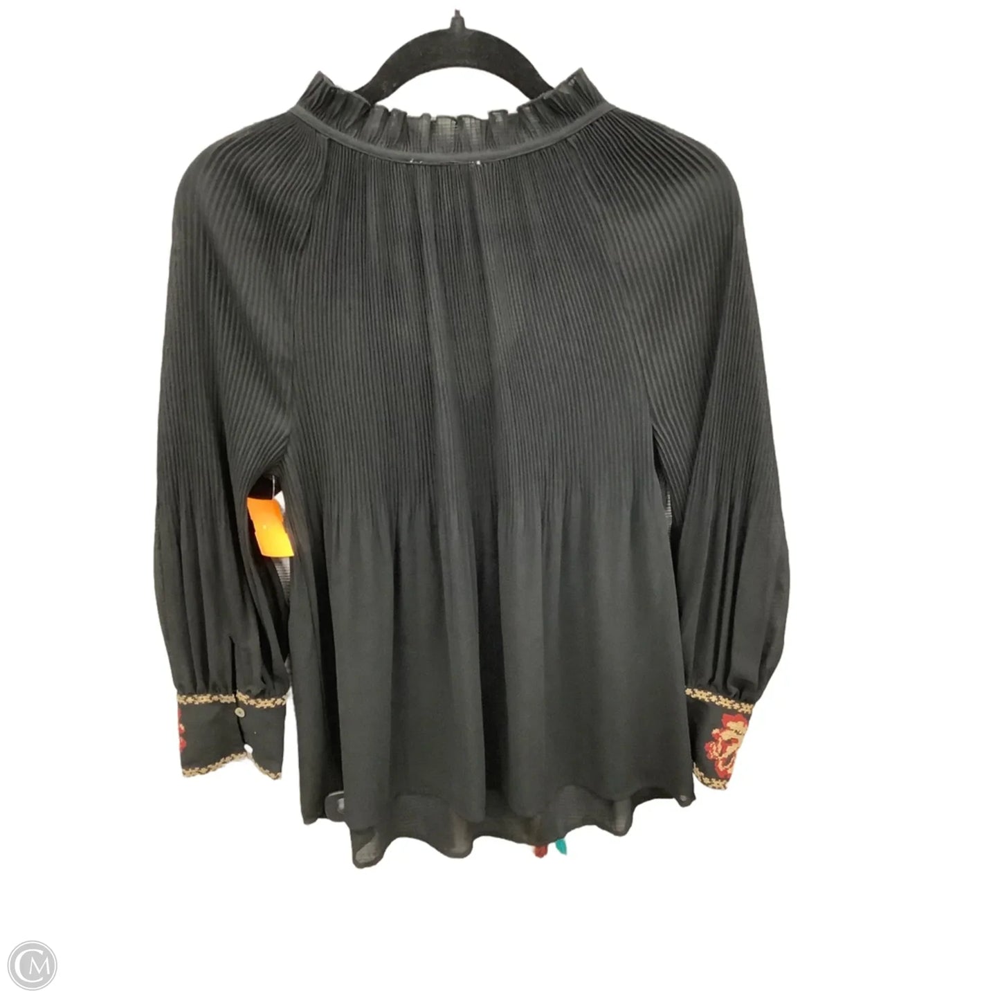 Blouse Long Sleeve By Grand And Greene In Black, Size: M