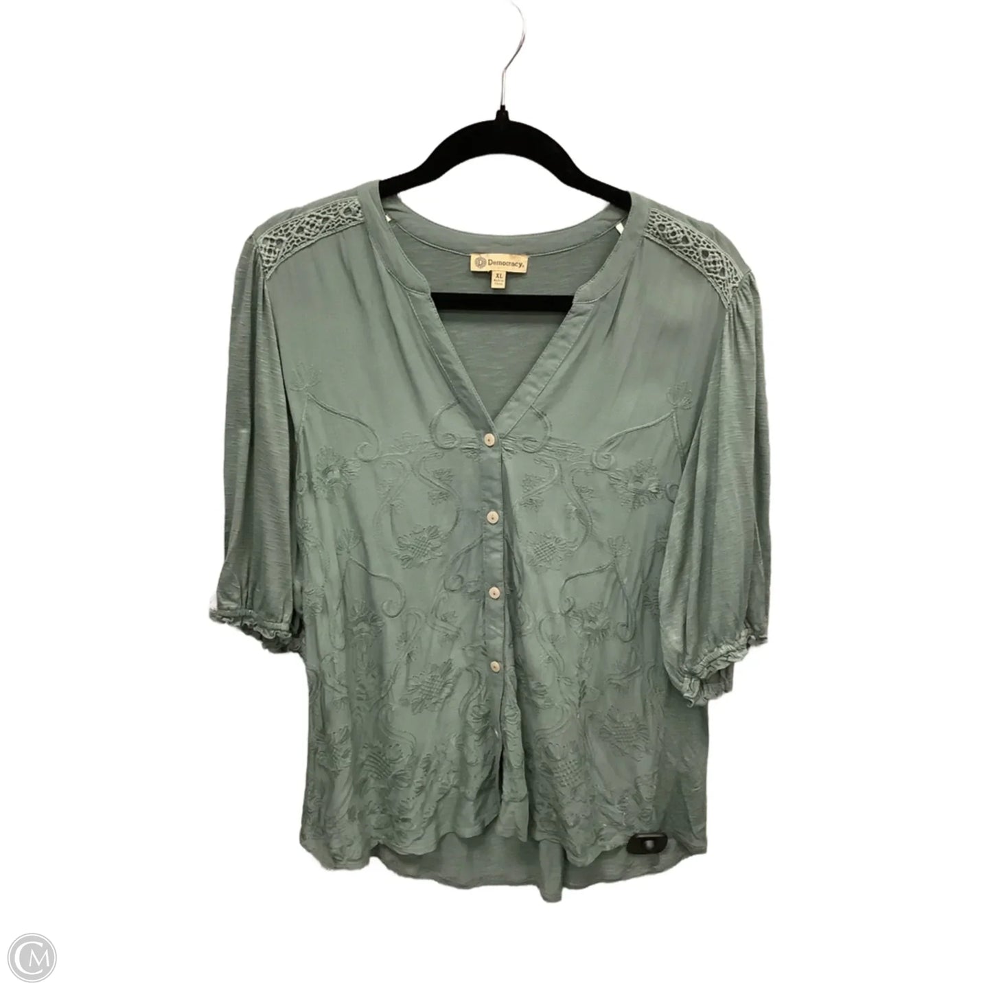 Top 3/4 Sleeve By Democracy In Green, Size: Xl
