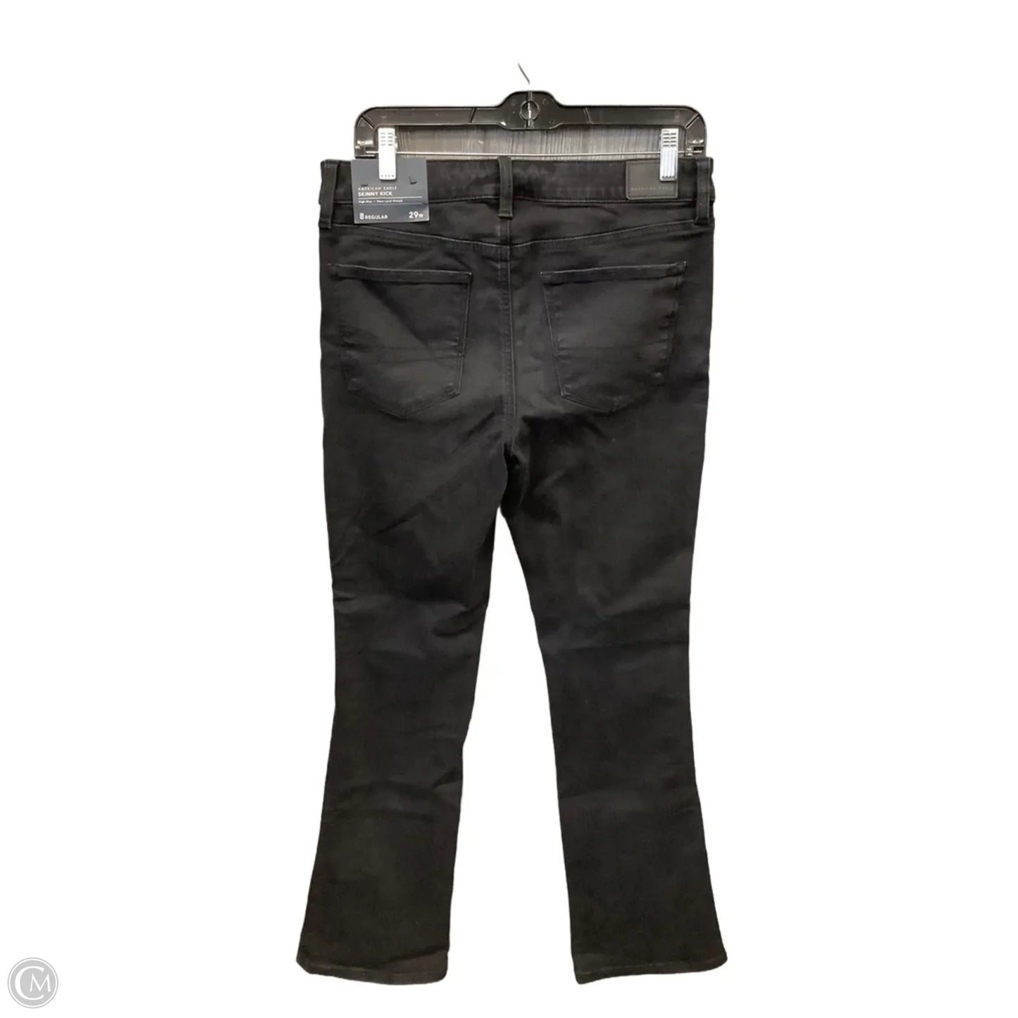Jeans Skinny By American Eagle In Black Denim, Size: 8
