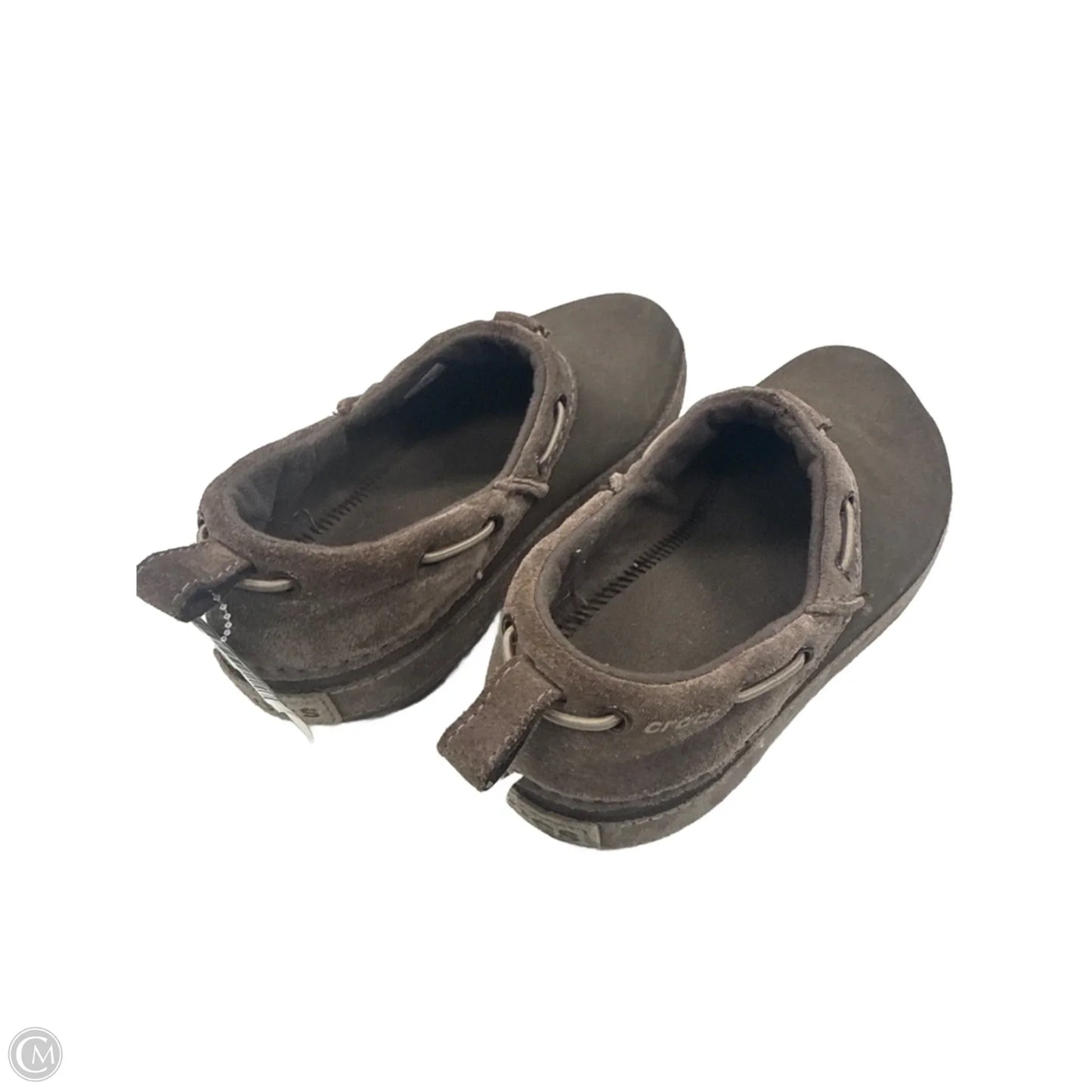 Shoes Flats By Crocs In Brown, Size: 9