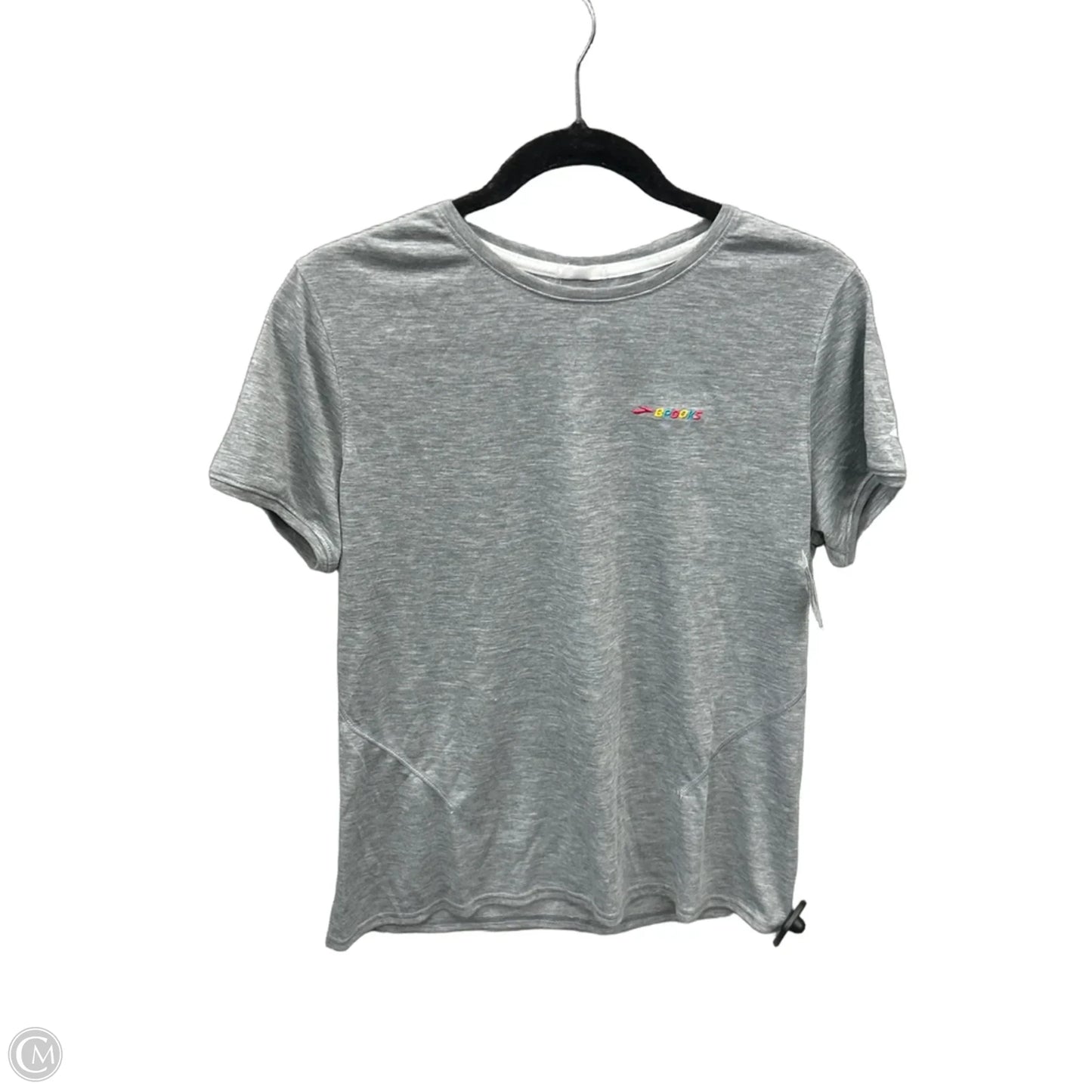 Athletic Top Short Sleeve By Brooks In Grey, Size: L