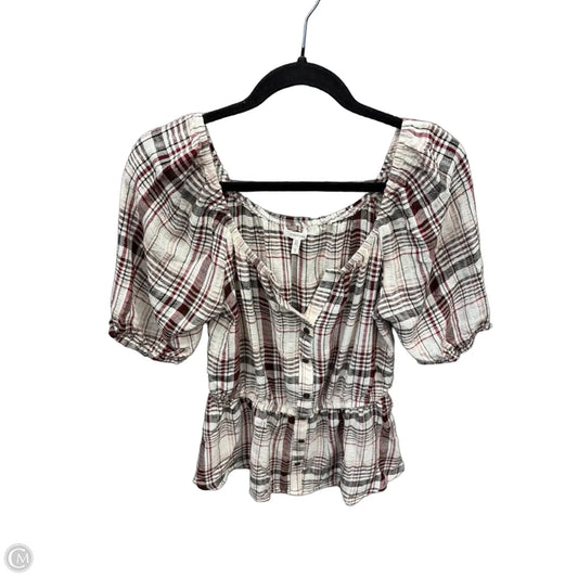 Top Short Sleeve By Maurices In Plaid Pattern, Size: S