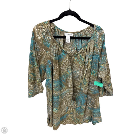 Top 3/4 Sleeve By Catherines In Green, Size: 2x