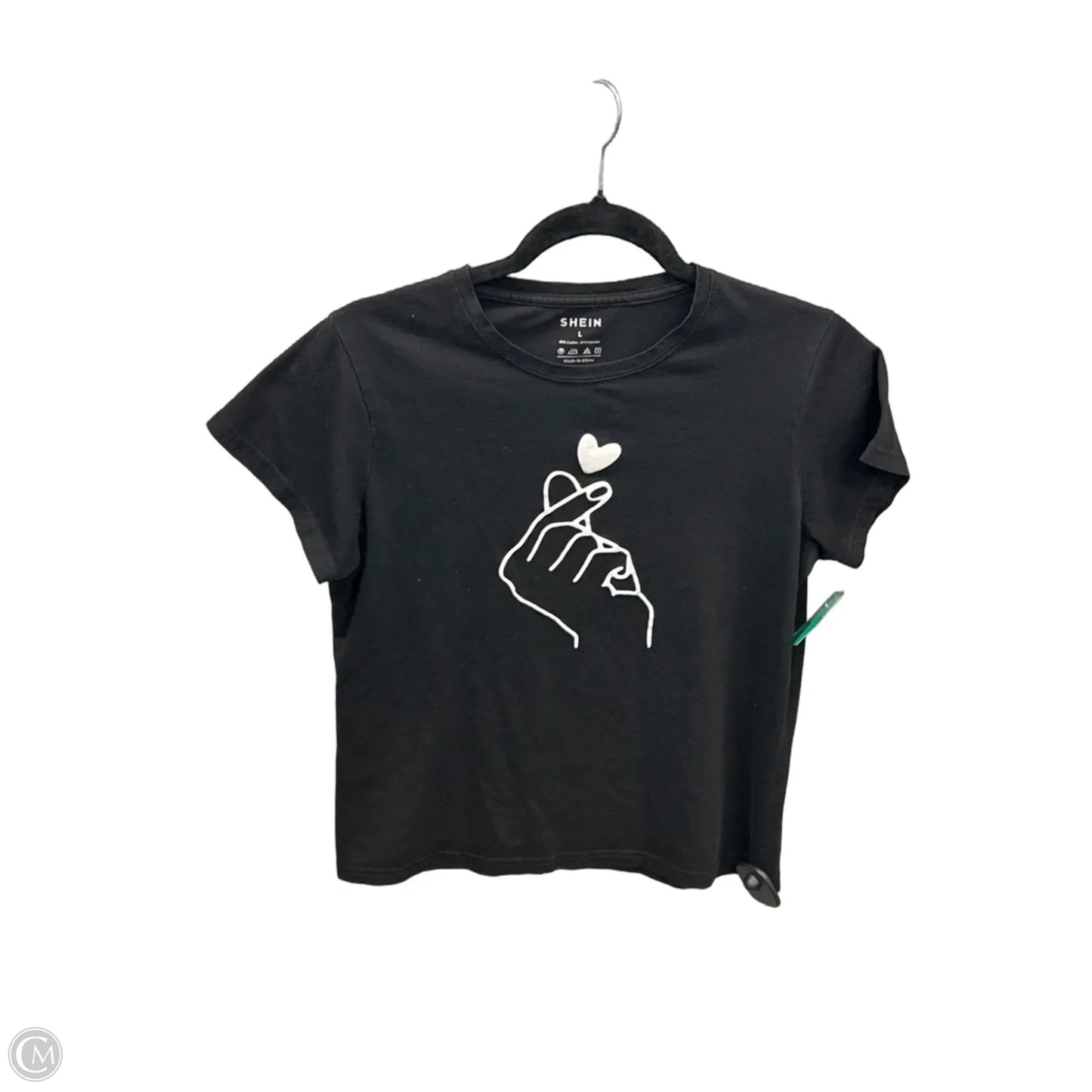 Top Short Sleeve By Shein In Black, Size: L