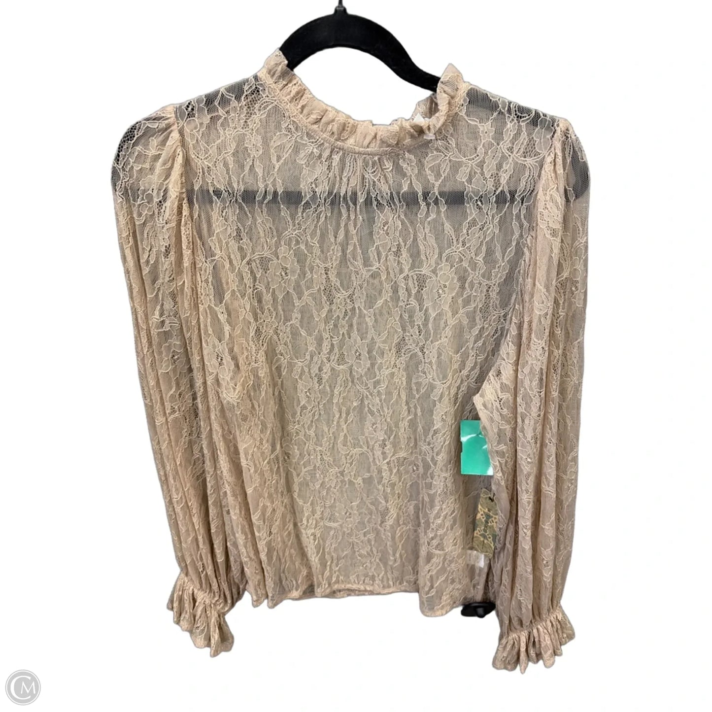 Blouse Long Sleeve By Iris In Tan, Size: L