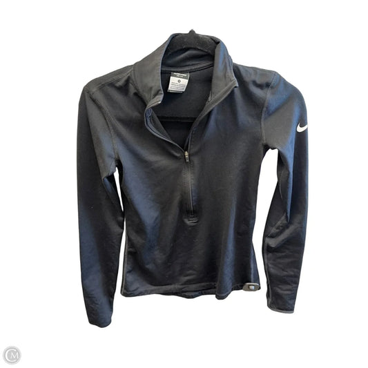 Athletic Top Long Sleeve Collar By Nike In Black, Size: S