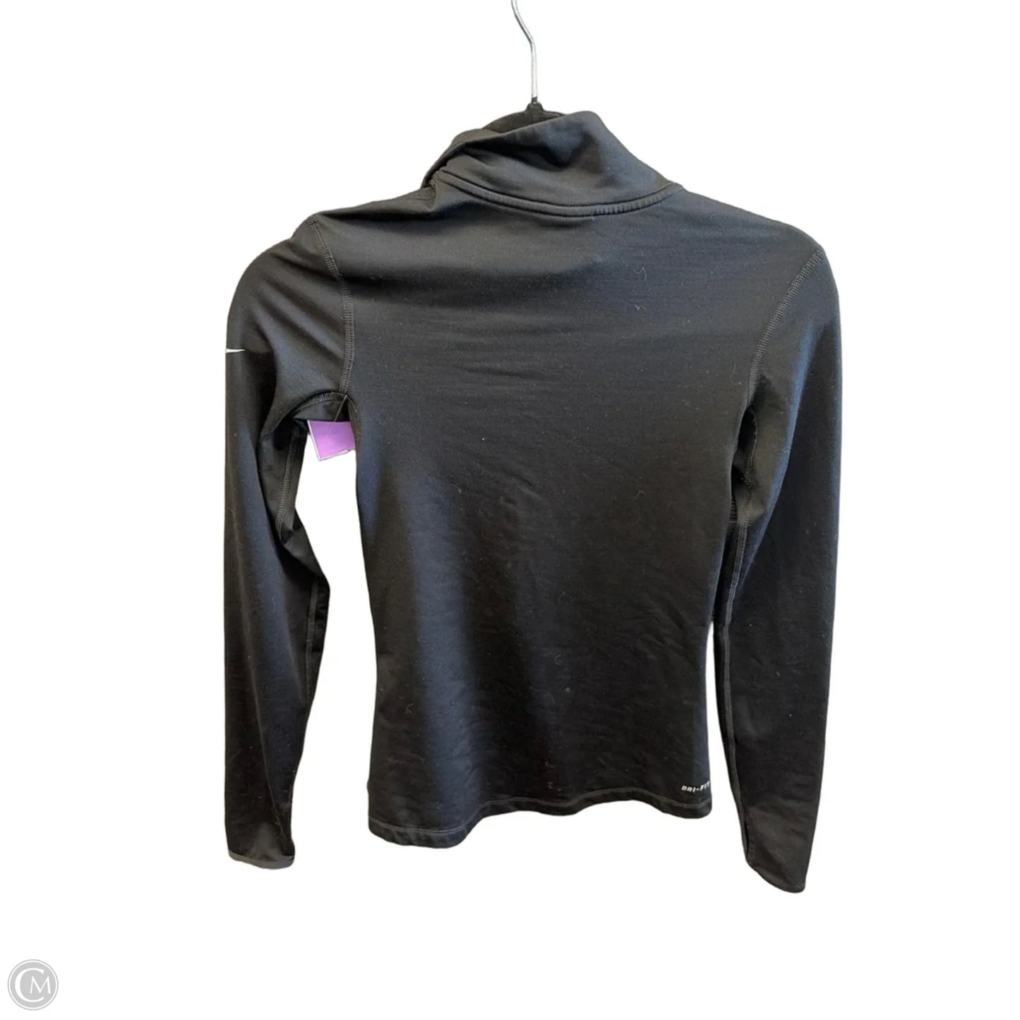 Athletic Top Long Sleeve Collar By Nike In Black, Size: S
