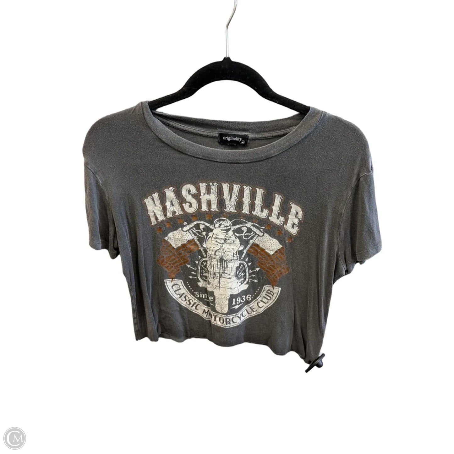 Top Short Sleeve By Originality In Grey, Size: S
