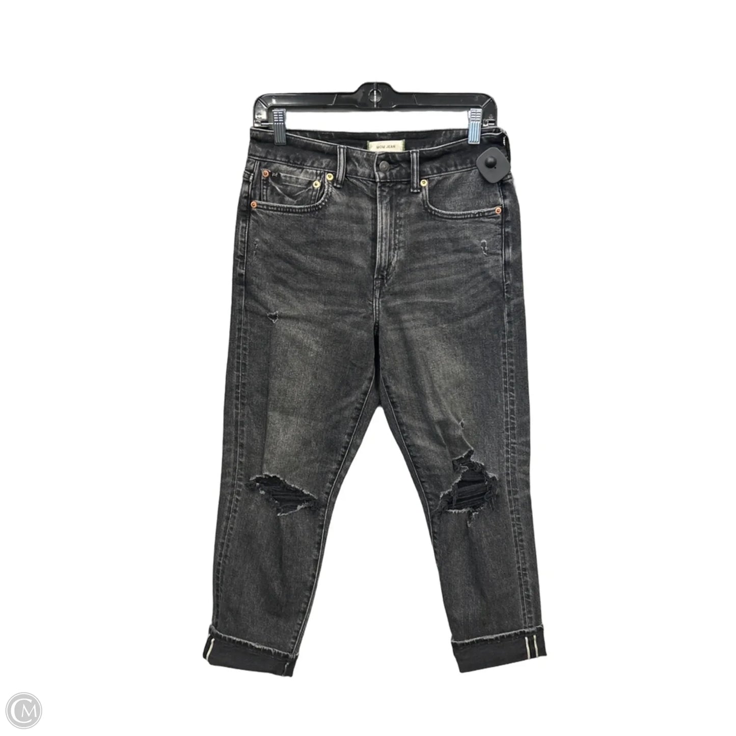 Jeans Straight By American Eagle In Black Denim, Size: 6
