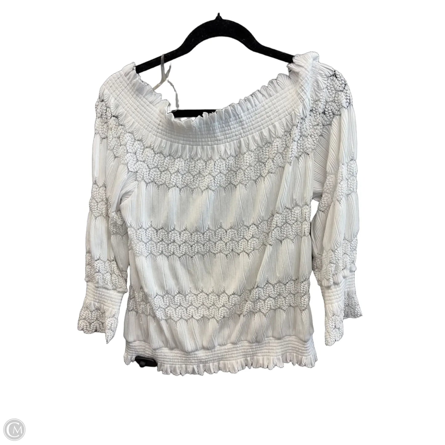 Top Long Sleeve By Deletta In White, Size: M