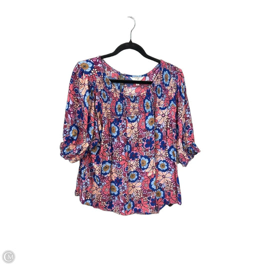 Top Short Sleeve By Terra & Sky In Floral Print, Size: 1x