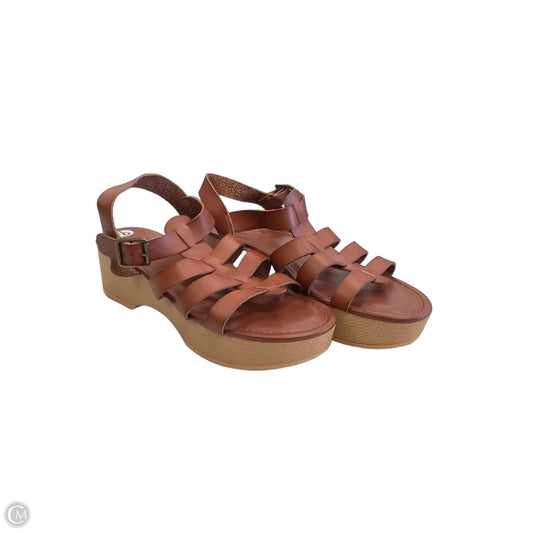 Sandals Heels Wedge By Falls Creek In Brown, Size: 9