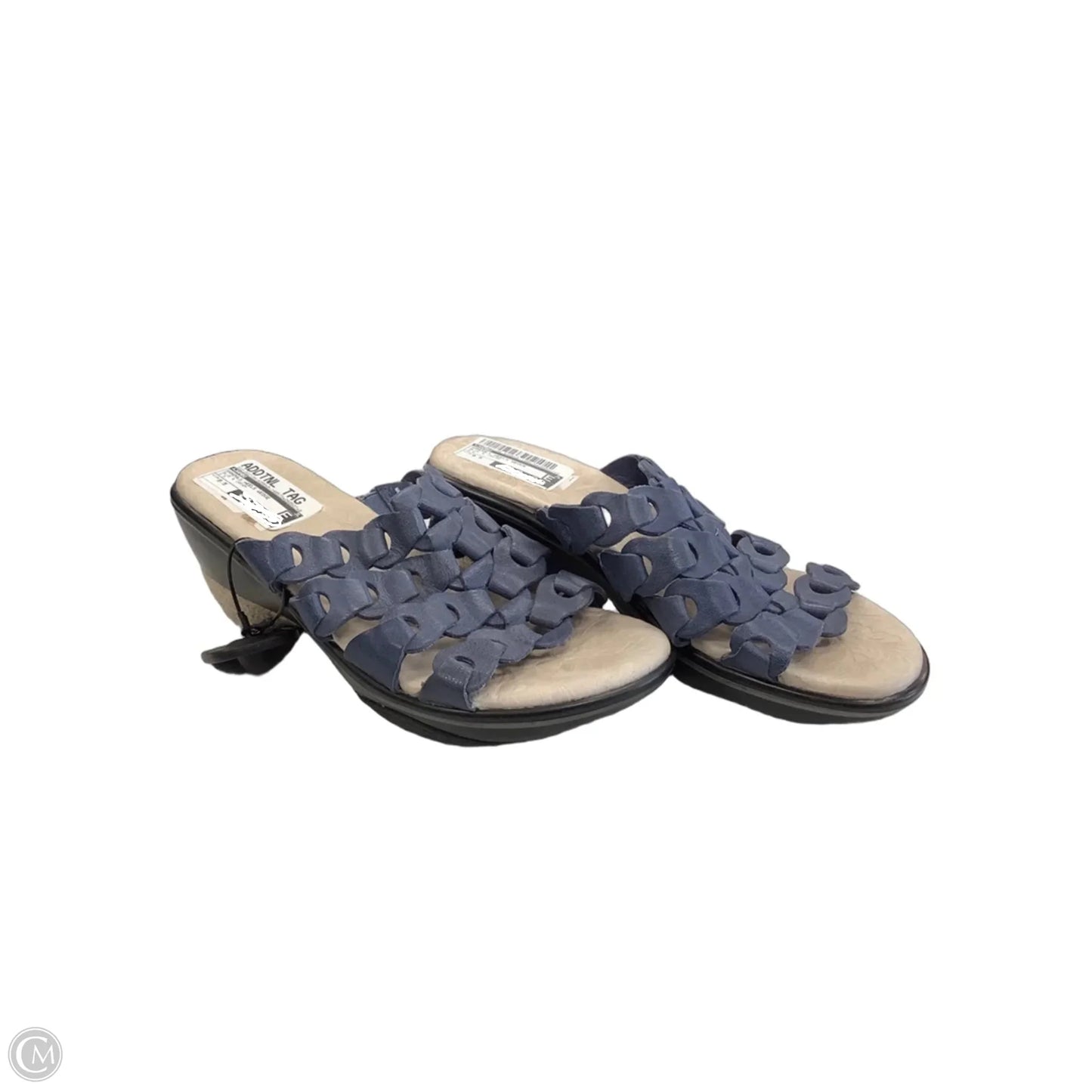 Sandals Heels Wedge By Jambu In Blue & Cream, Size: 9.5