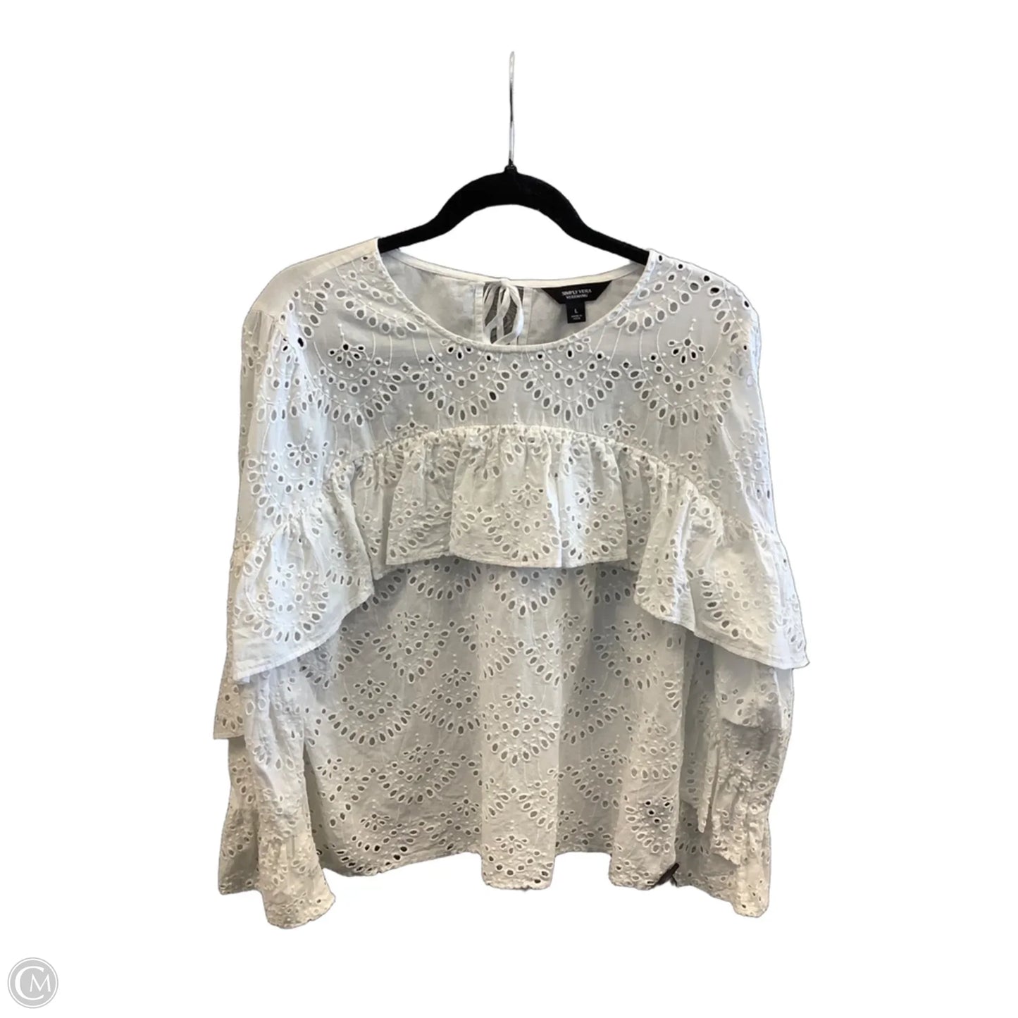 Top Long Sleeve By Simply Vera In White, Size: L