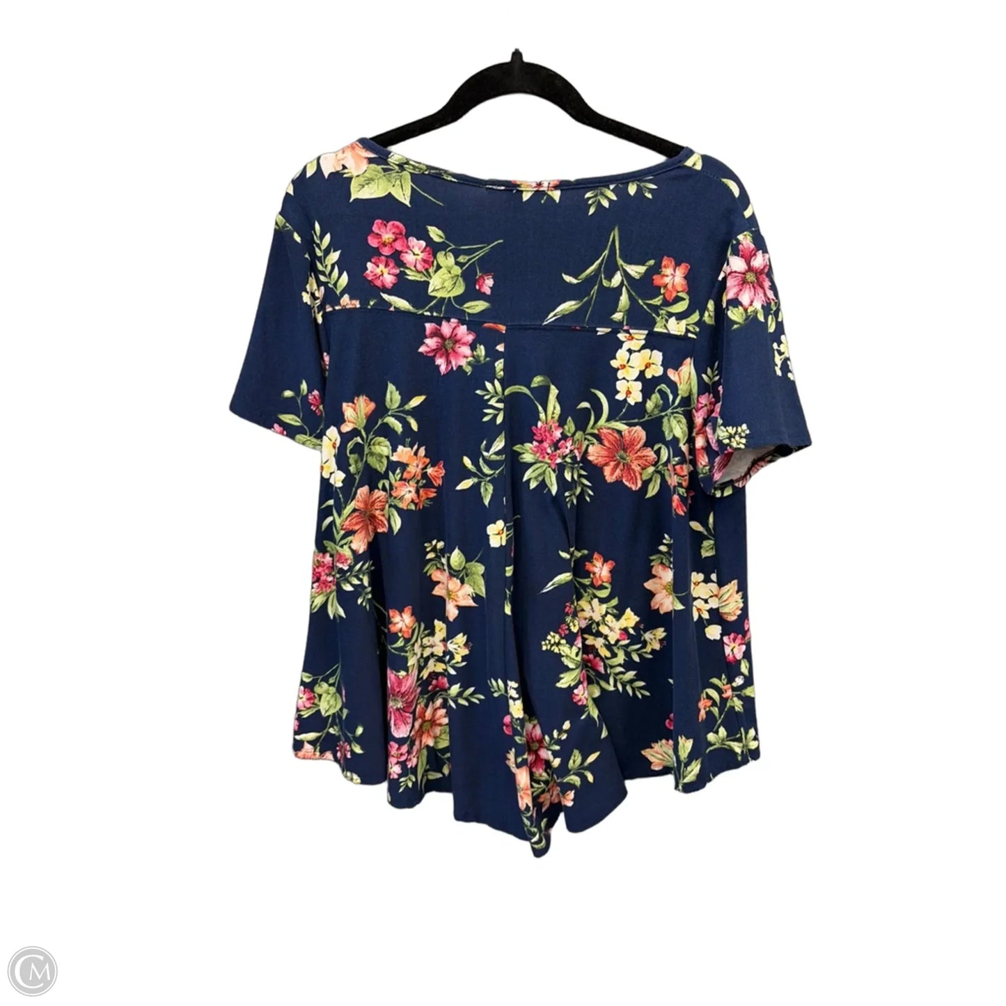Top Short Sleeve By Green Envelope In Blue, Size: 1x