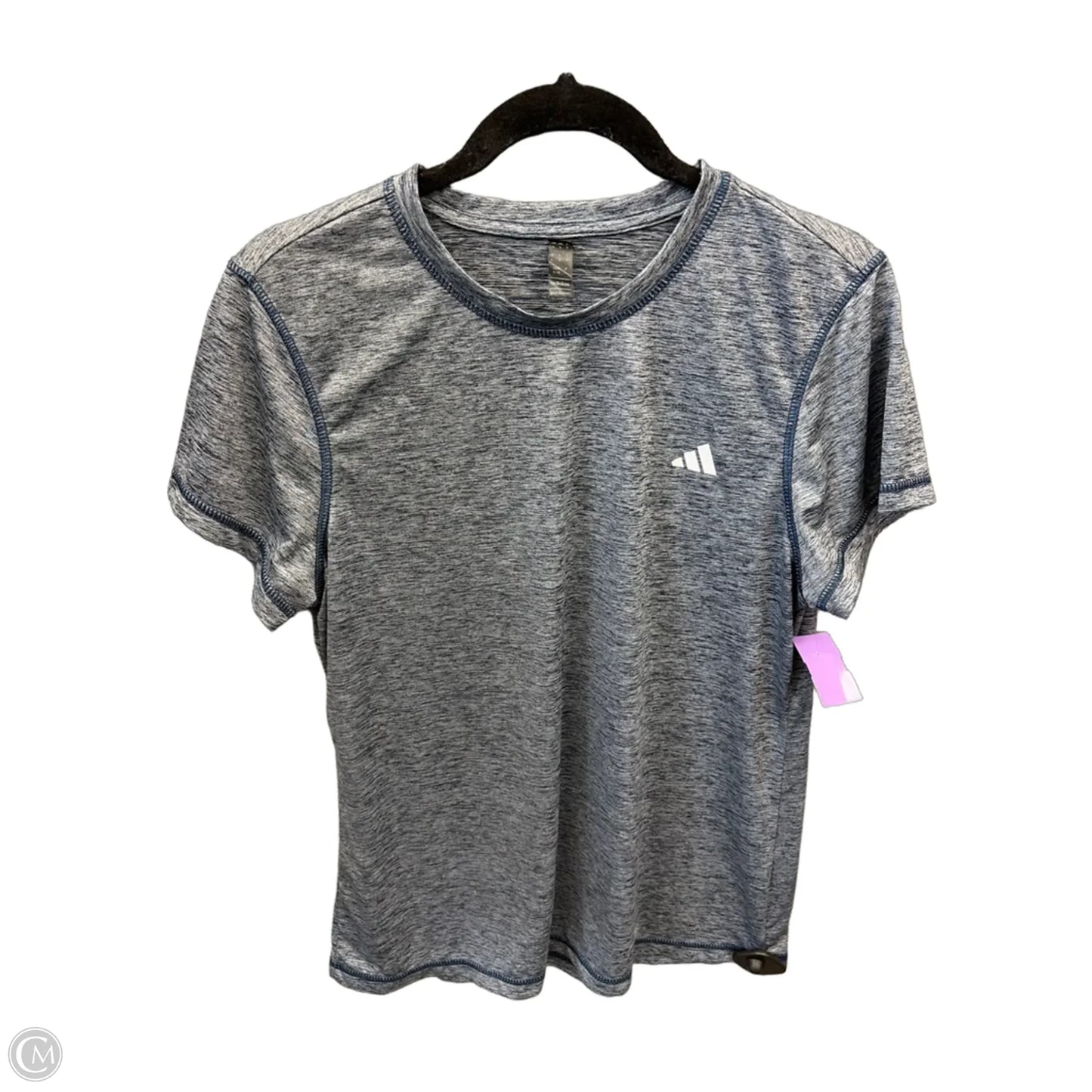 Athletic Top Short Sleeve By Adidas In Grey, Size: L