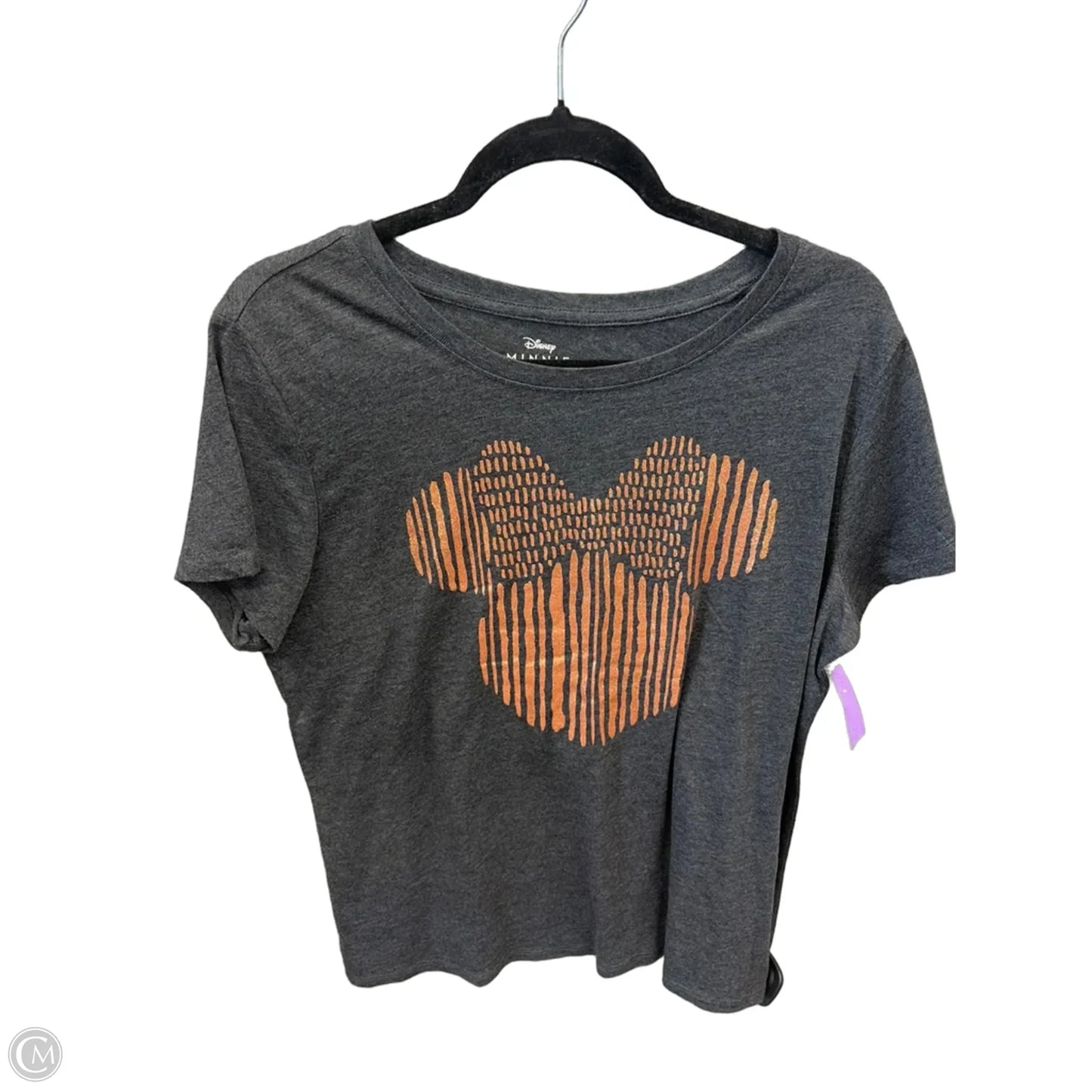 Top Short Sleeve By Disney In Grey, Size: L