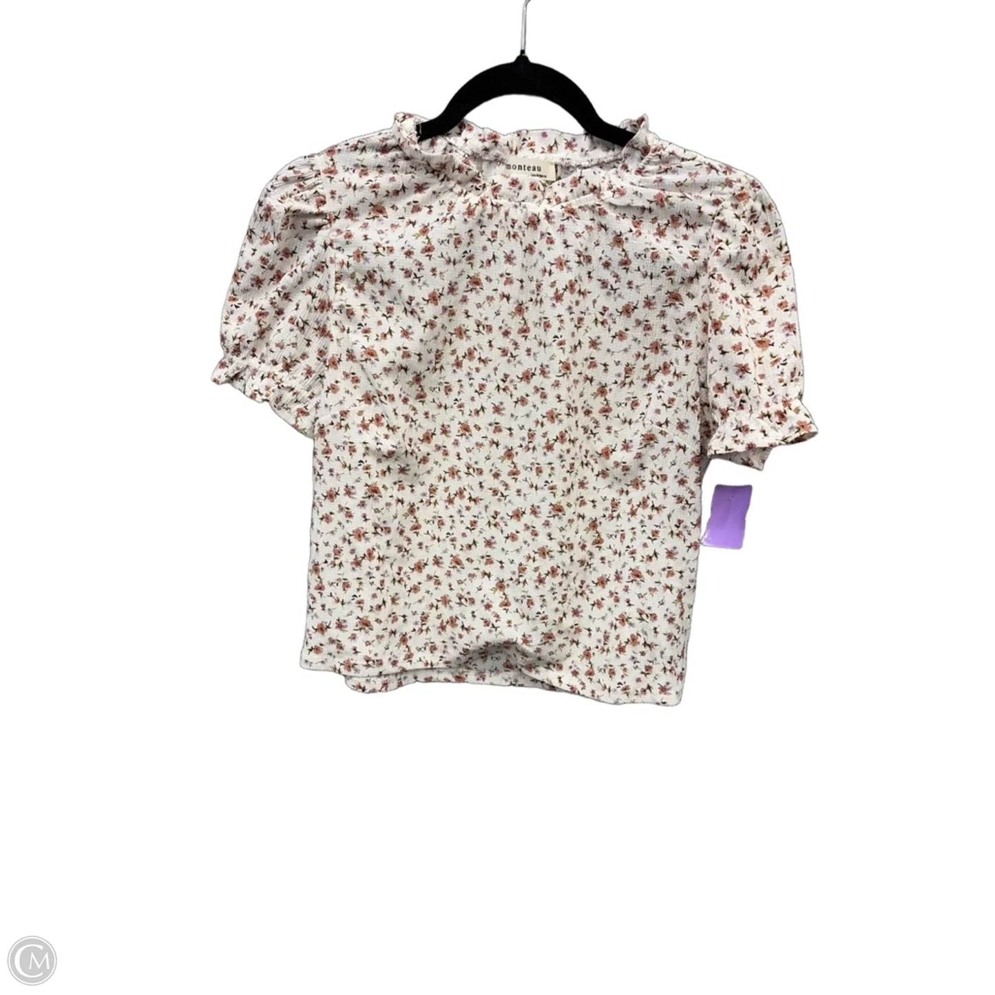 Top Short Sleeve By Monteau In Floral Print, Size: L