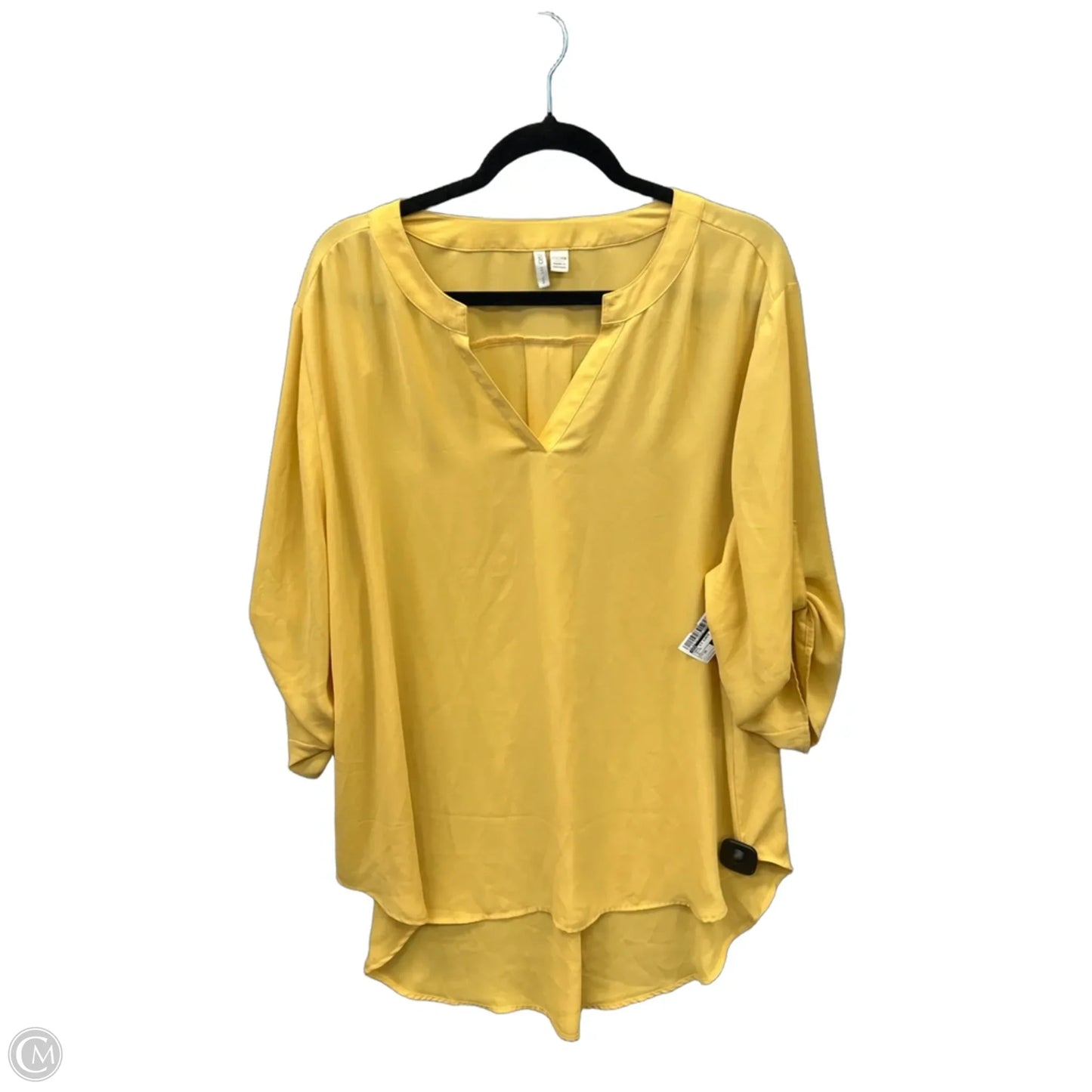 Tunic 3/4 Sleeve By Cato In Yellow, Size: 3x