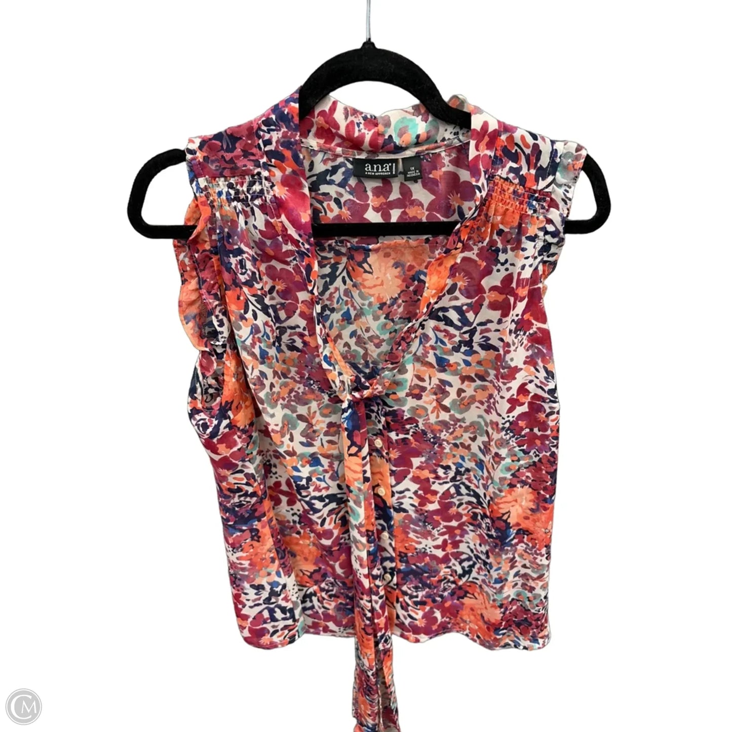 Blouse Sleeveless By Ana In Floral Print, Size: 1x