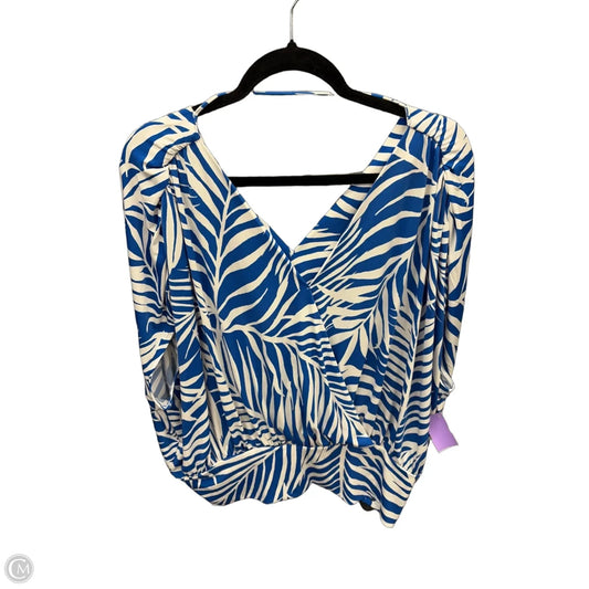 Top Short Sleeve By Inc In Blue & White, Size: Xxl